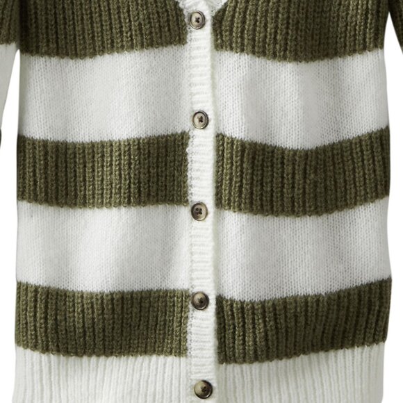 NWT Oshkosh B'gosh Girls Knit Sweater Green Striped Cardigan L/S Top 6, … - Picture 3 of 5